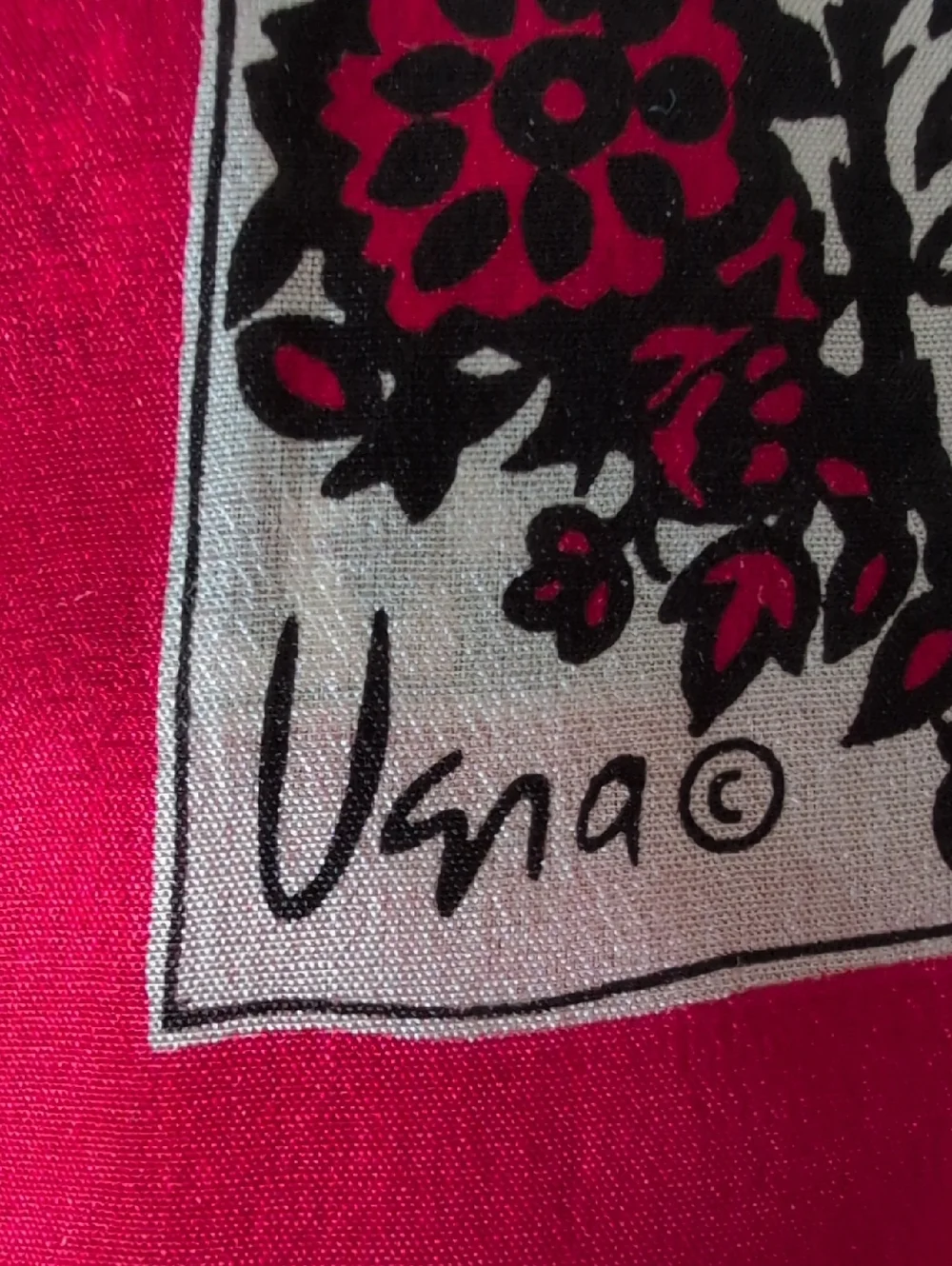 Vera Red Black Floral Silk Scarf